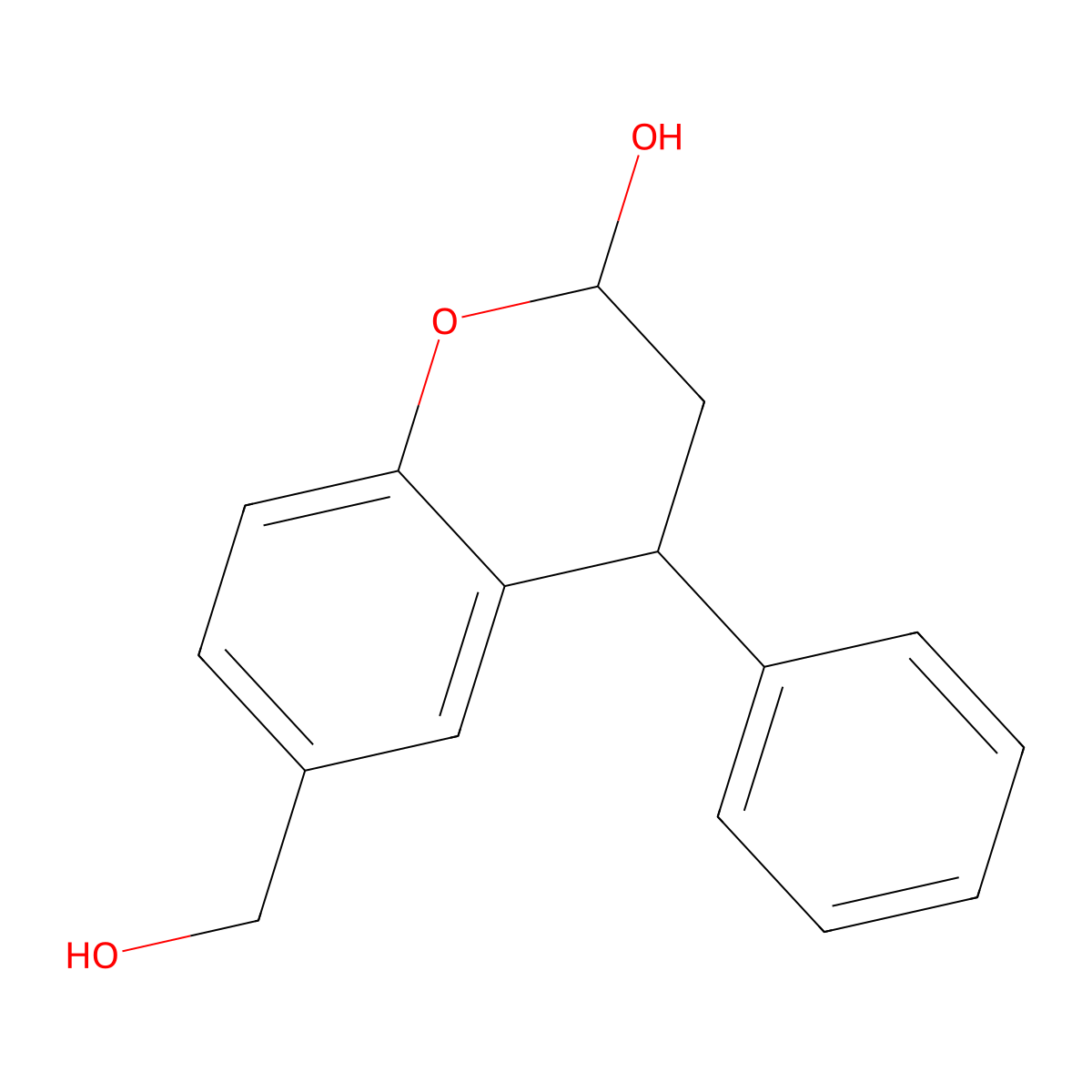 3,4-Dihydro-2-hydroxy-4-phenyl-2H-1-benzopyran-6-methanol molecular structure, CAS 959624-24-9