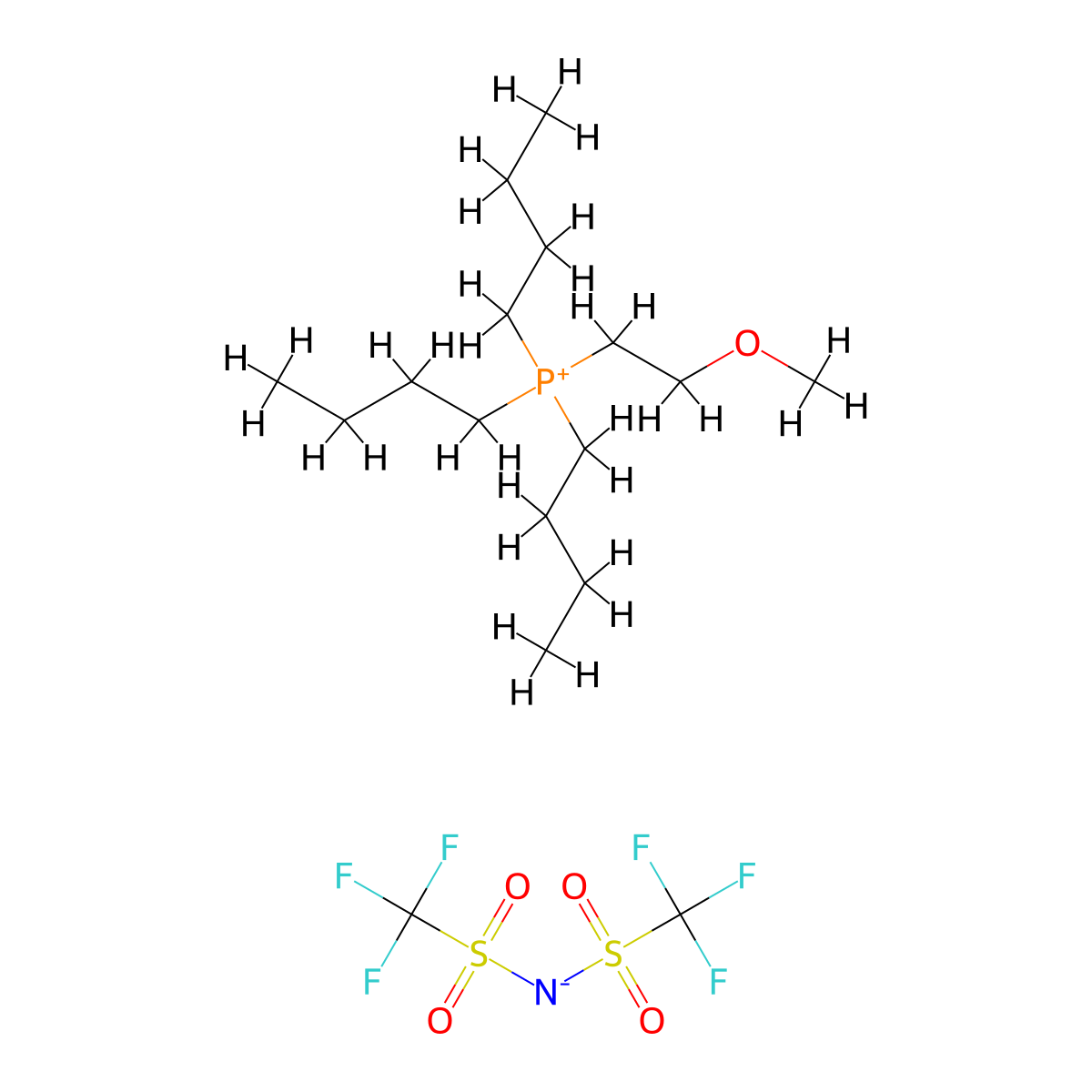 Tributyl(2-methoxyethyl)phosphonium Bis(trifluoromethanesulfonyl)imide molecular structure, CAS 959698-44-3