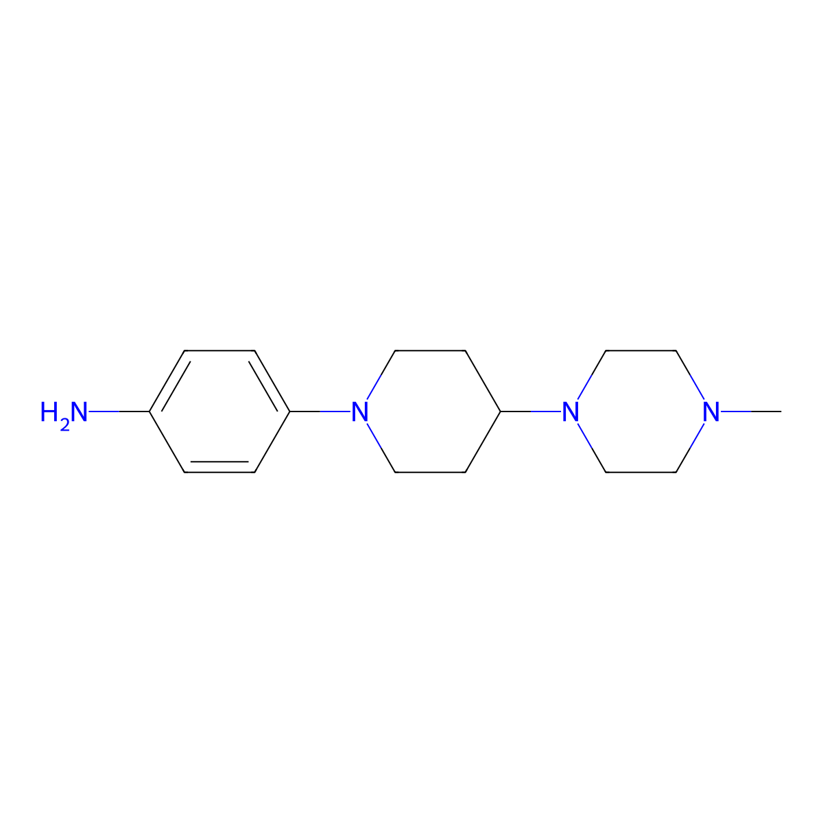 4-(4-(4-Methyl-1-piperazinyl)-1-piperidinyl)benzenamine molecular structure, CAS 959795-70-1