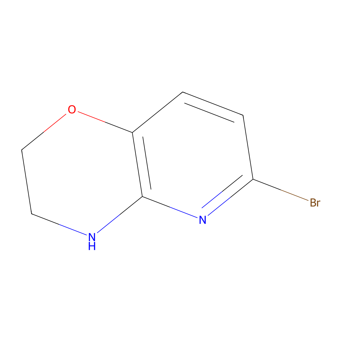 6-bromo-2H,3H,4H-pyrido(3,2-b)(1,4)oxazine molecular structure, CAS 959992-62-2
