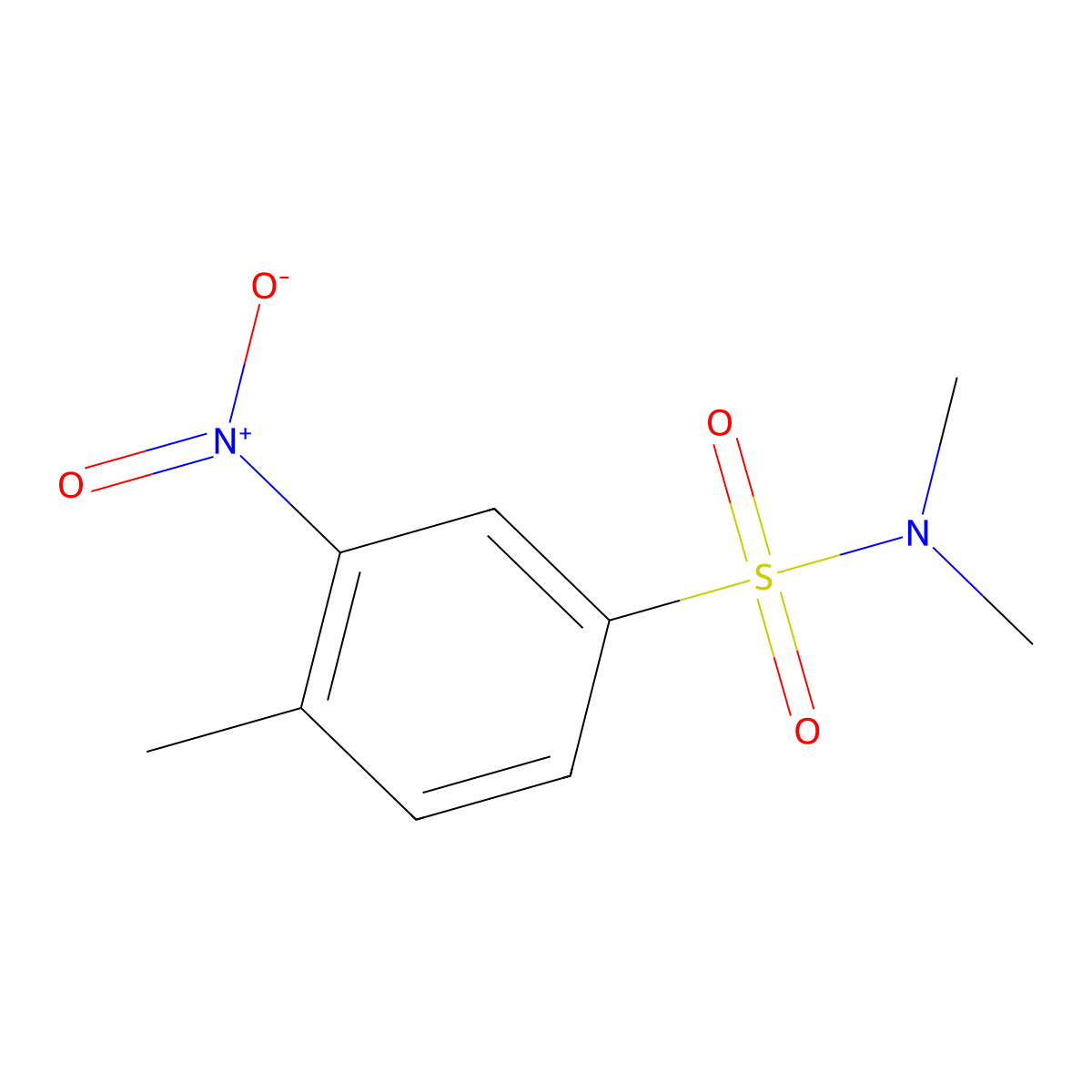 Benzenesulfonamide, N,N,4-trimethyl-3-nitro- molecular structure, CAS 96-57-1