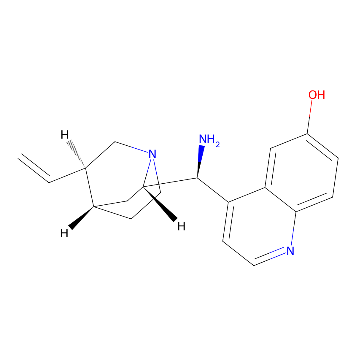 4-((S)-Amino((1S,2S,4S,5R)-5-vinylquinuclidin-2-yl)methyl)quinolin-6-ol molecular structure, CAS 960050-59-3