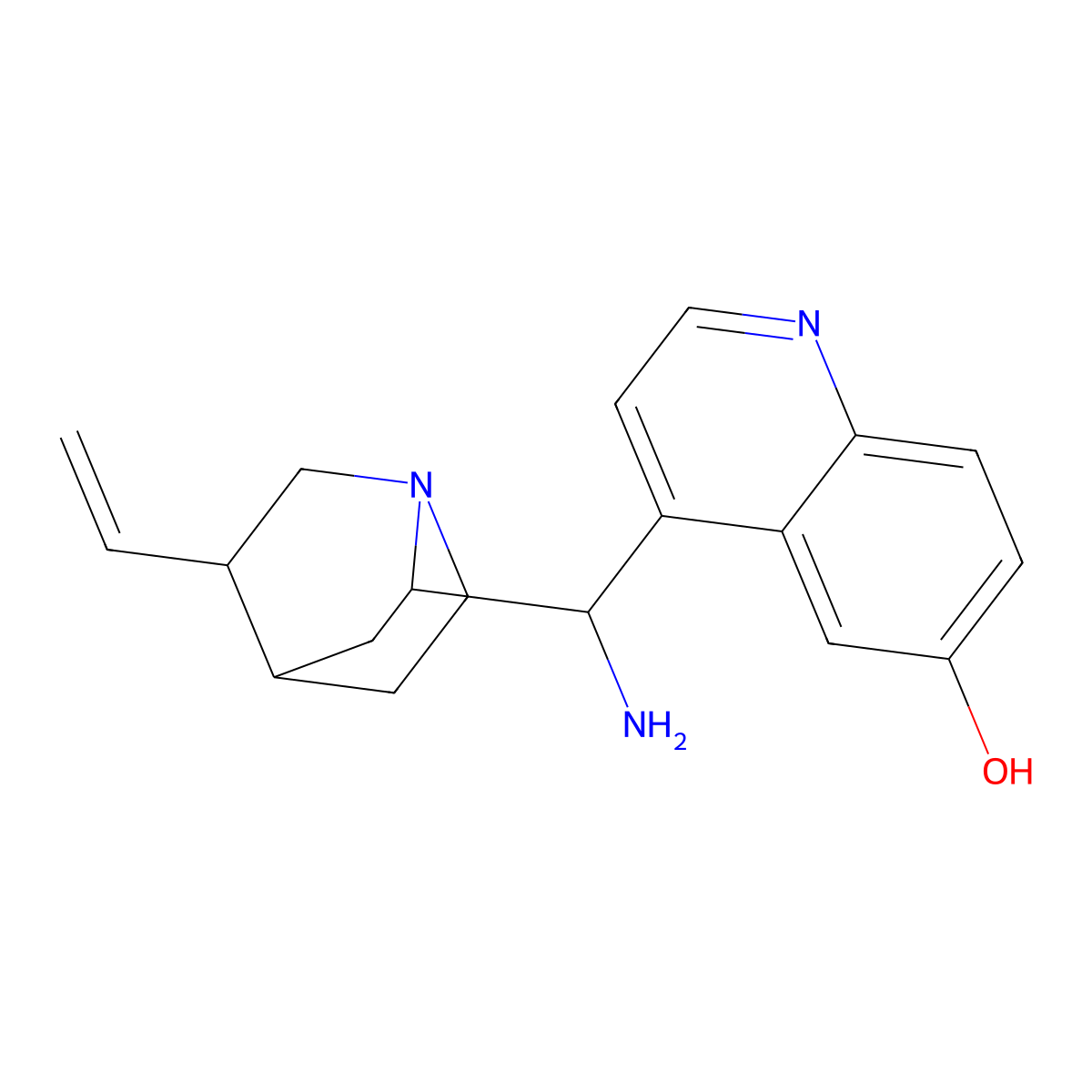 4-((R)-Amino((1S,2R,4S,5R)-5-vinylquinuclidin-2-yl)methyl)quinolin-6-ol molecular structure, CAS 960050-60-6