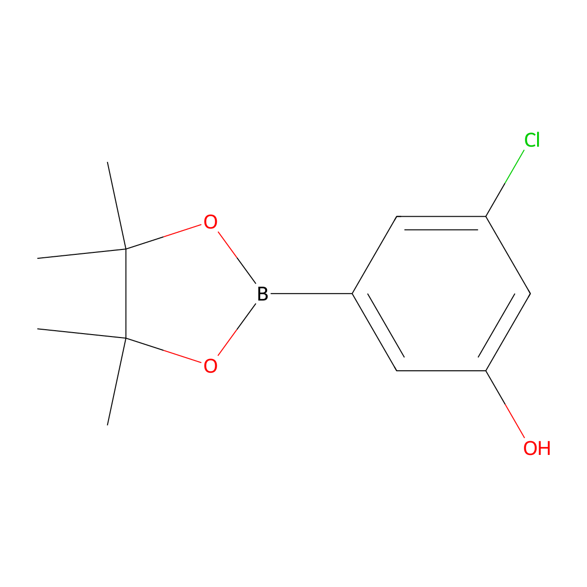 3-Chloro-5-(4,4,5,5-tetramethyl-1,3,2-dioxaborolan-2-yl)phenol molecular structure, CAS 960388-56-1