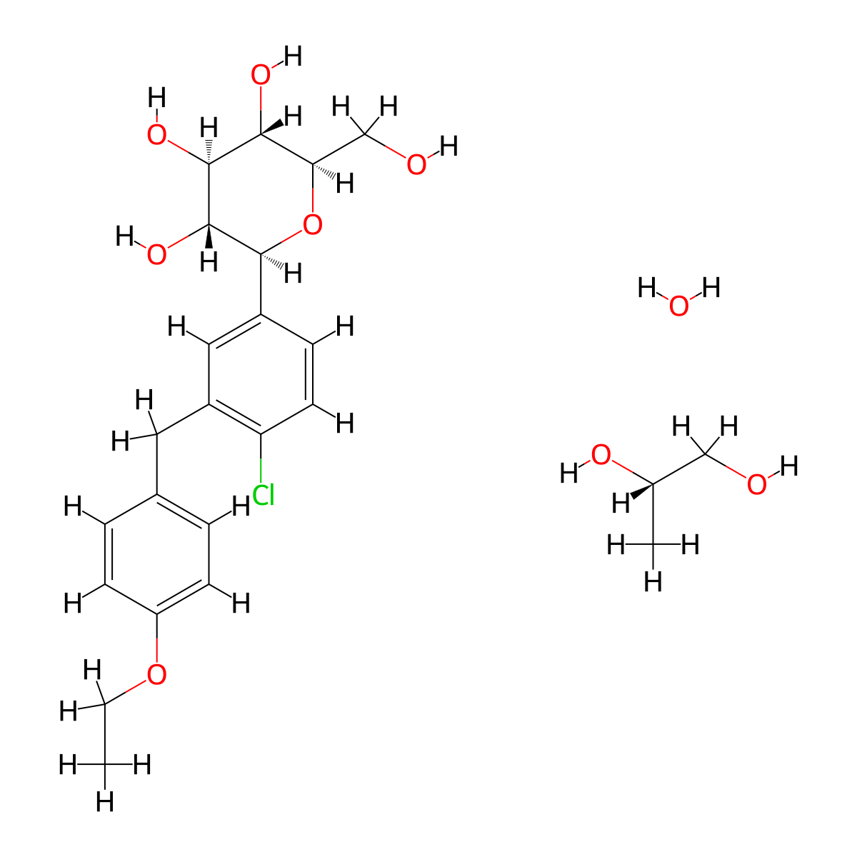 Dapagliflozin Propanediol molecular structure, CAS 960404-48-2