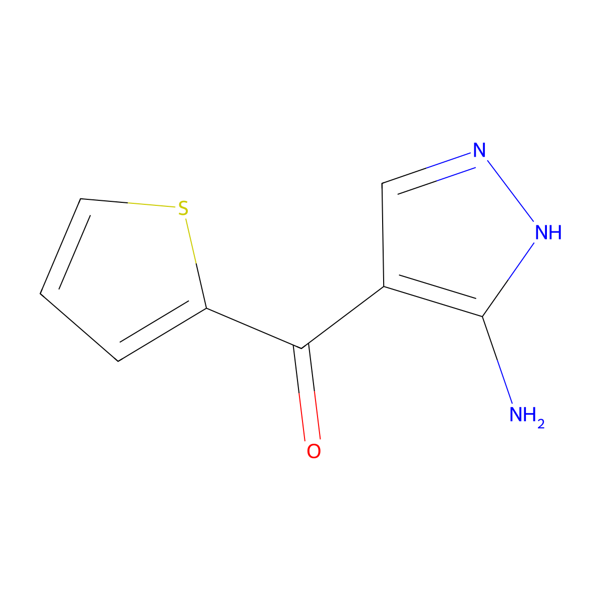 (3-Amino-1H-pyrazol-4-YL)(thiophen-2-YL)methanone molecular structure, CAS 96219-87-3