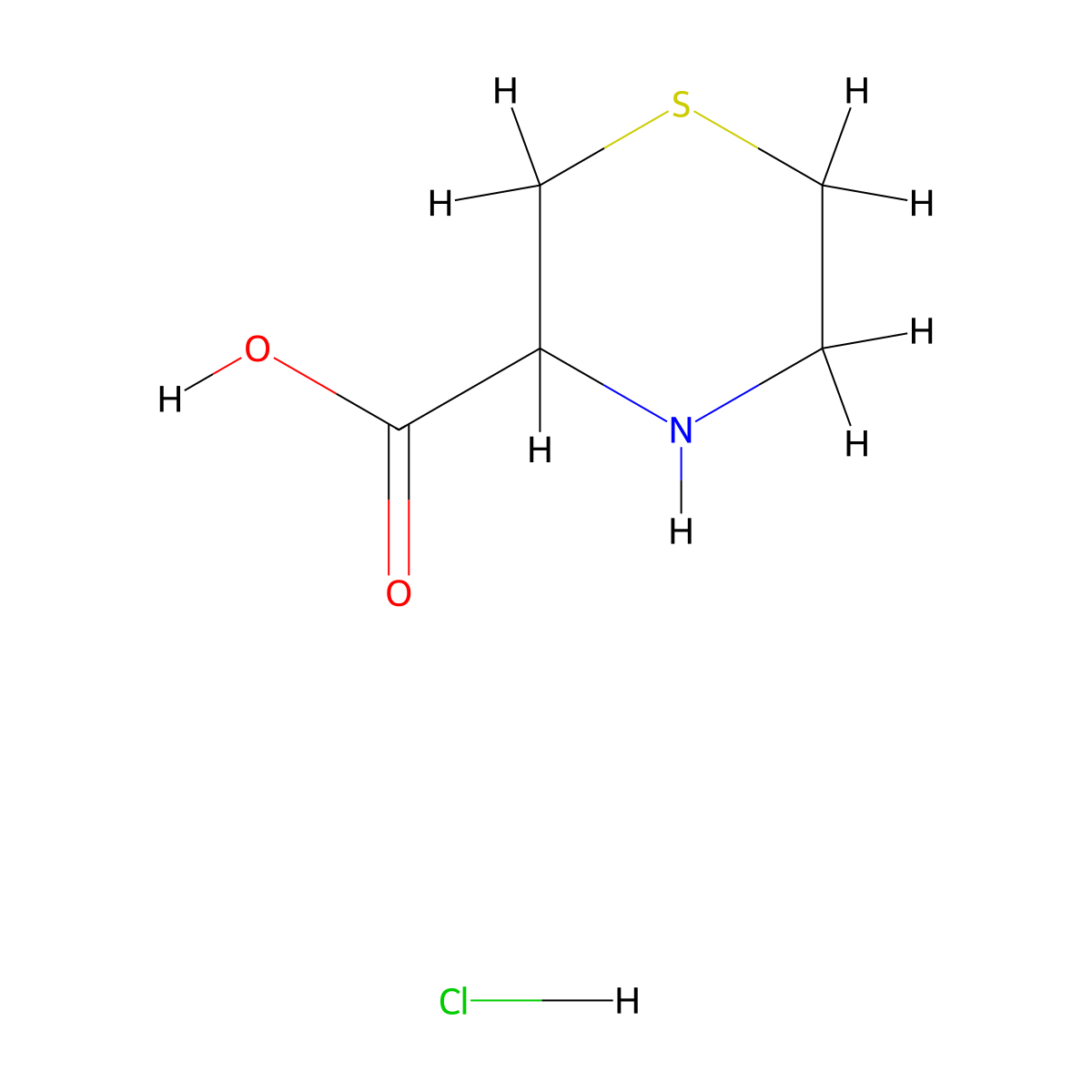 Thiomorpholine-3-carboxylic acid hydrochloride molecular structure, CAS 96612-95-2