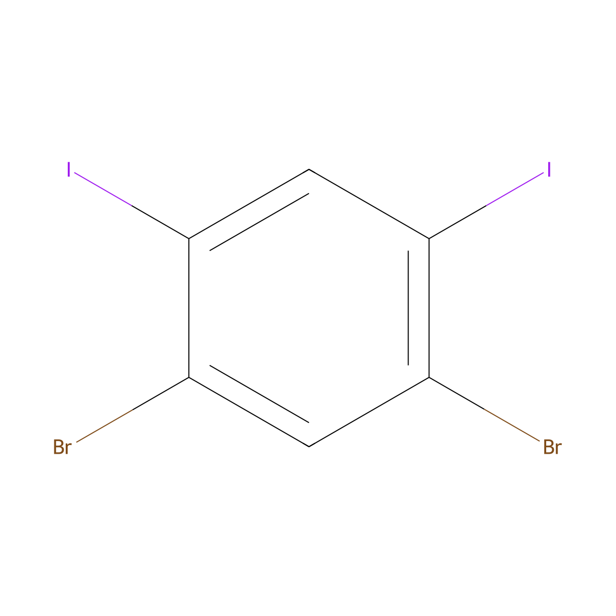 1,5-Dibromo-2,4-diiodobenzene molecular structure, CAS 96843-23-1