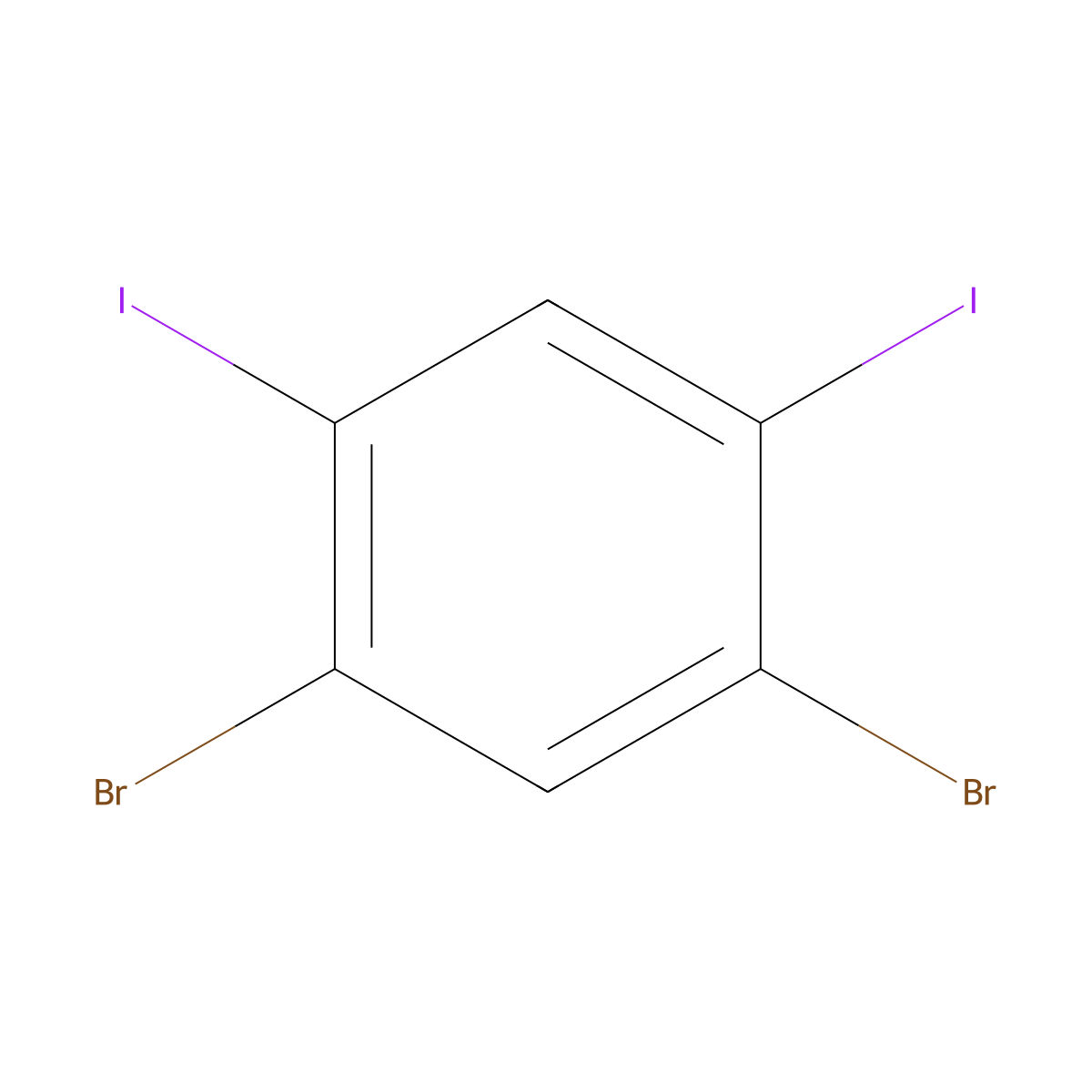 1,5-Dibromo-2,4-diiodobenzene molecular structure, CAS 96843-23-1
