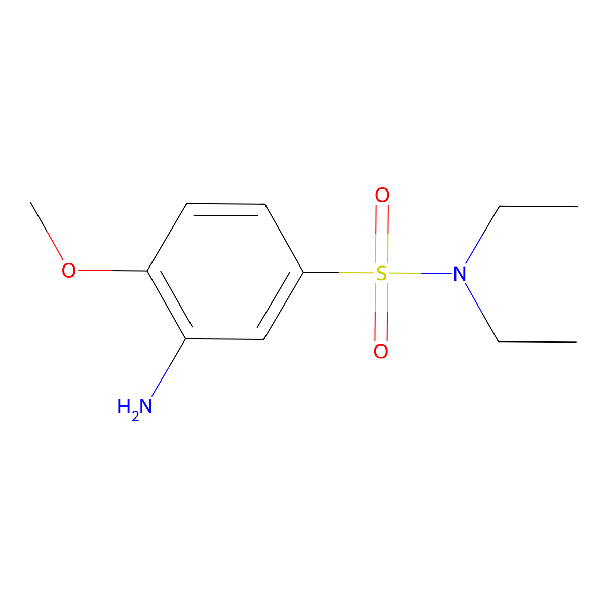 Benzenesulfonamide, 3-amino-N,N-diethyl-4-methoxy- molecular structure, CAS 97-35-8