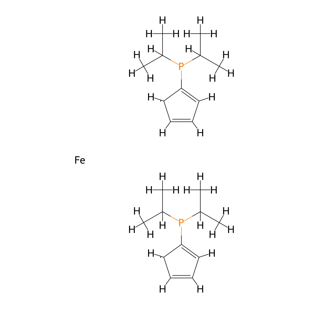 1,1'-Bis(diisopropylphosphino)ferrocene , DiPPF molecular structure, CAS 97239-80-0