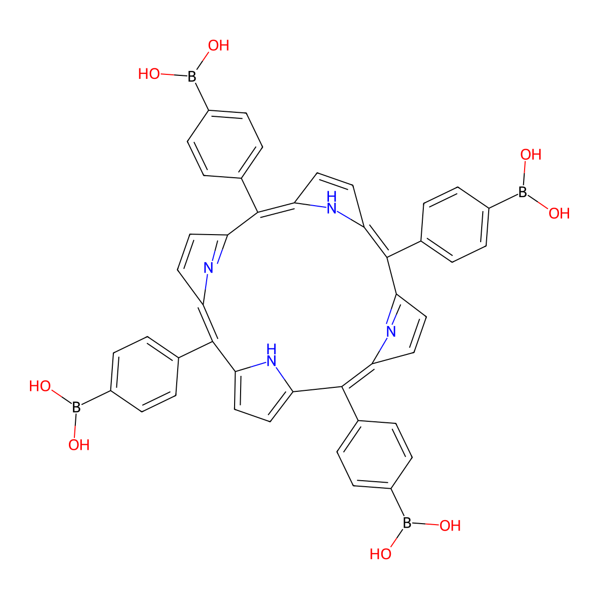 (Porphyrin-5,10,15,20-tetrayltetrakis(benzene-4,1-diyl))tetraboronic acid molecular structure, CAS 97654-08-5