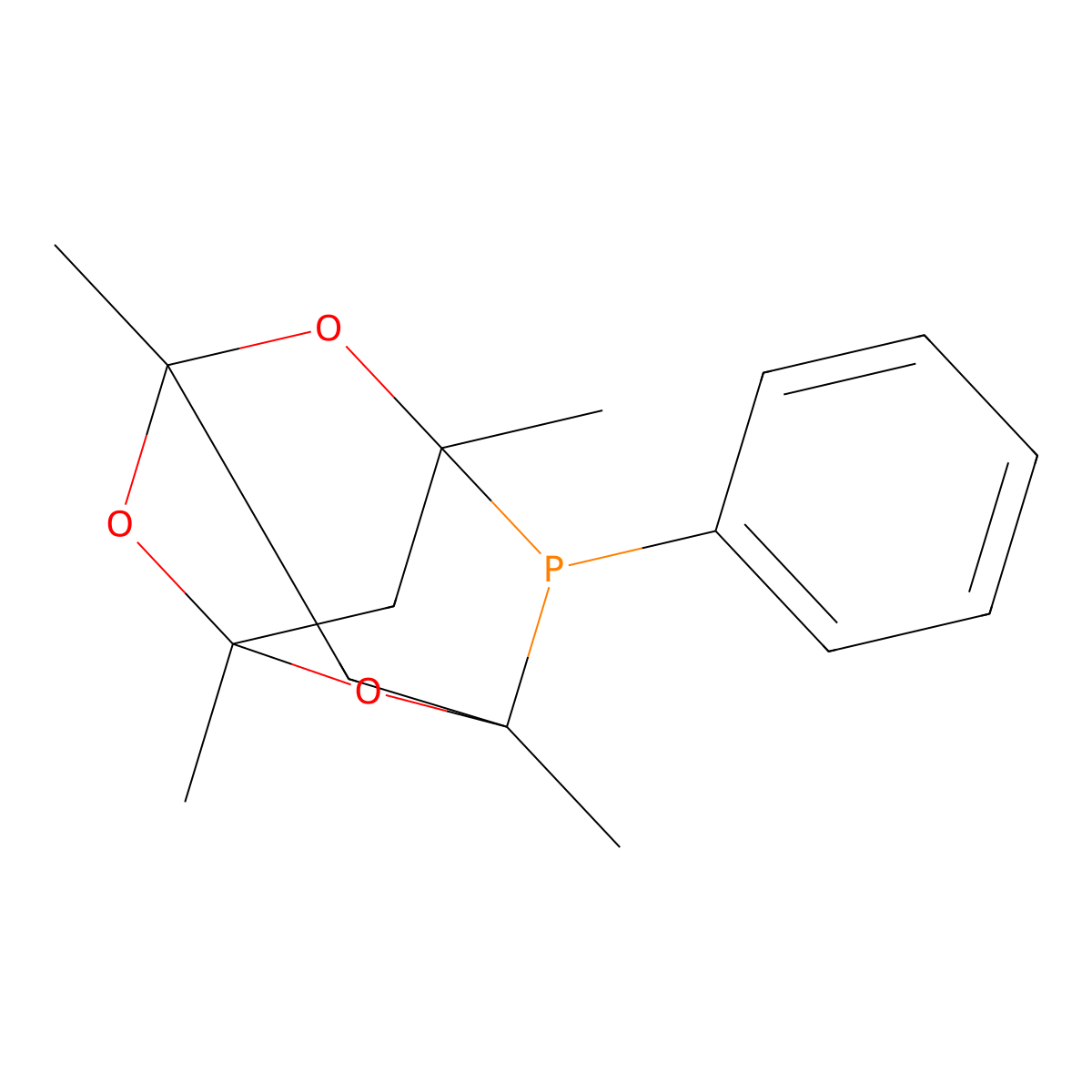 1,3,5,7-Tetramethyl-6-phenyl-2,4,8-trioxa-6-phosphaadamantane , MeCgPPh molecular structure, CAS 97739-46-3