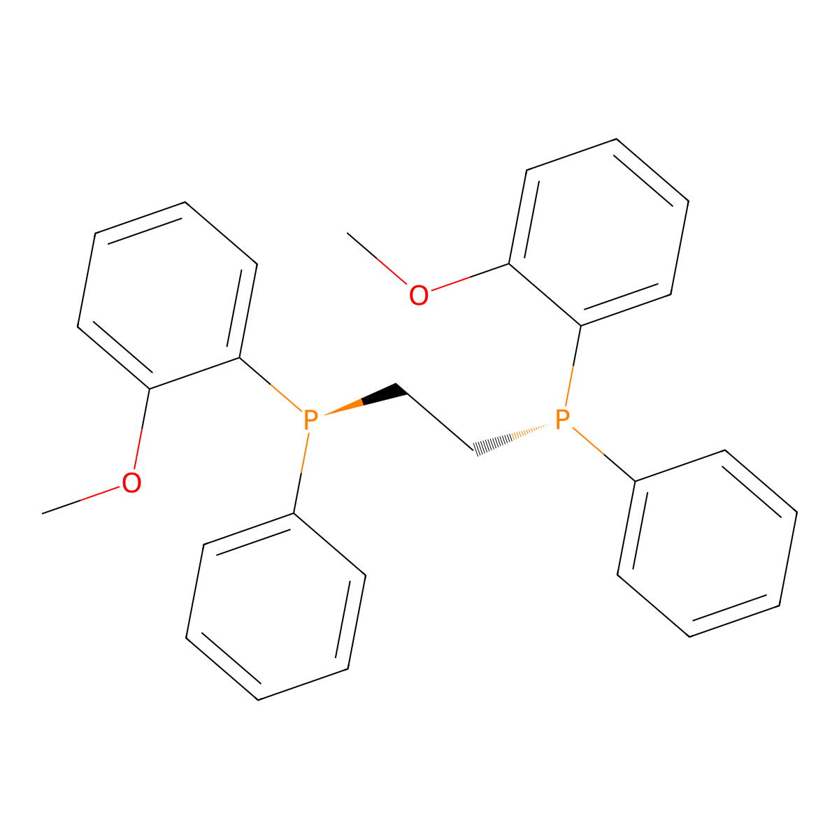 1,2-Bis((S)-(2-methoxyphenyl)(phenyl)phosphino)ethane , (S,S)-DIPAMP molecular structure, CAS 97858-62-3