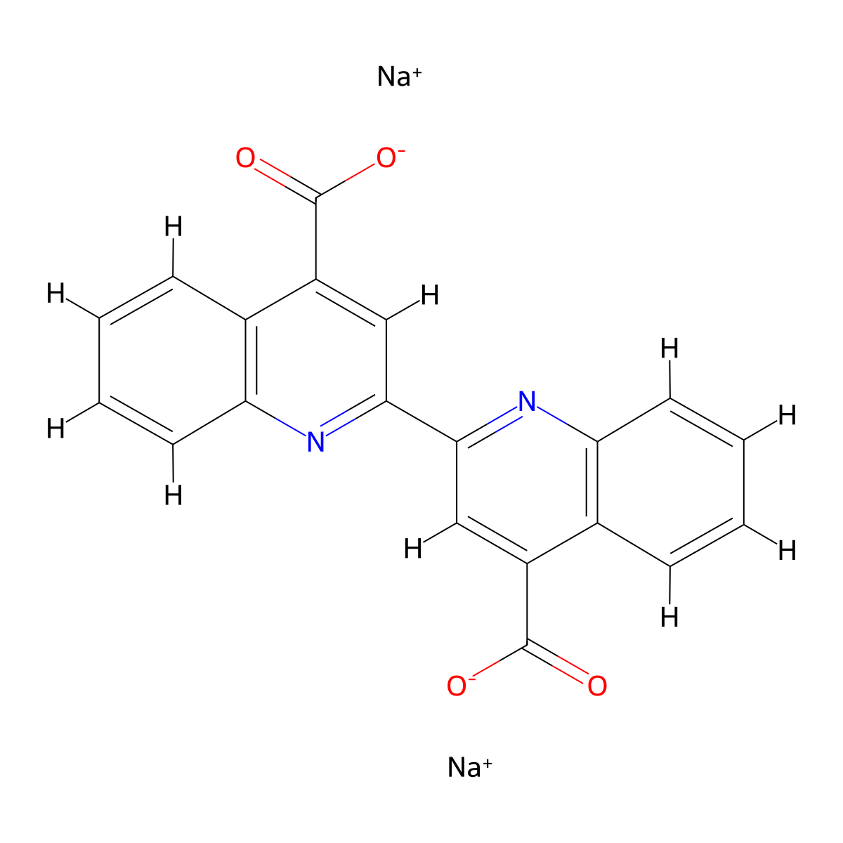 [2,2'-Biquinoline]-4,4'-dicarboxylic acid, sodium salt (1:2) molecular structure, CAS 979-88-4
