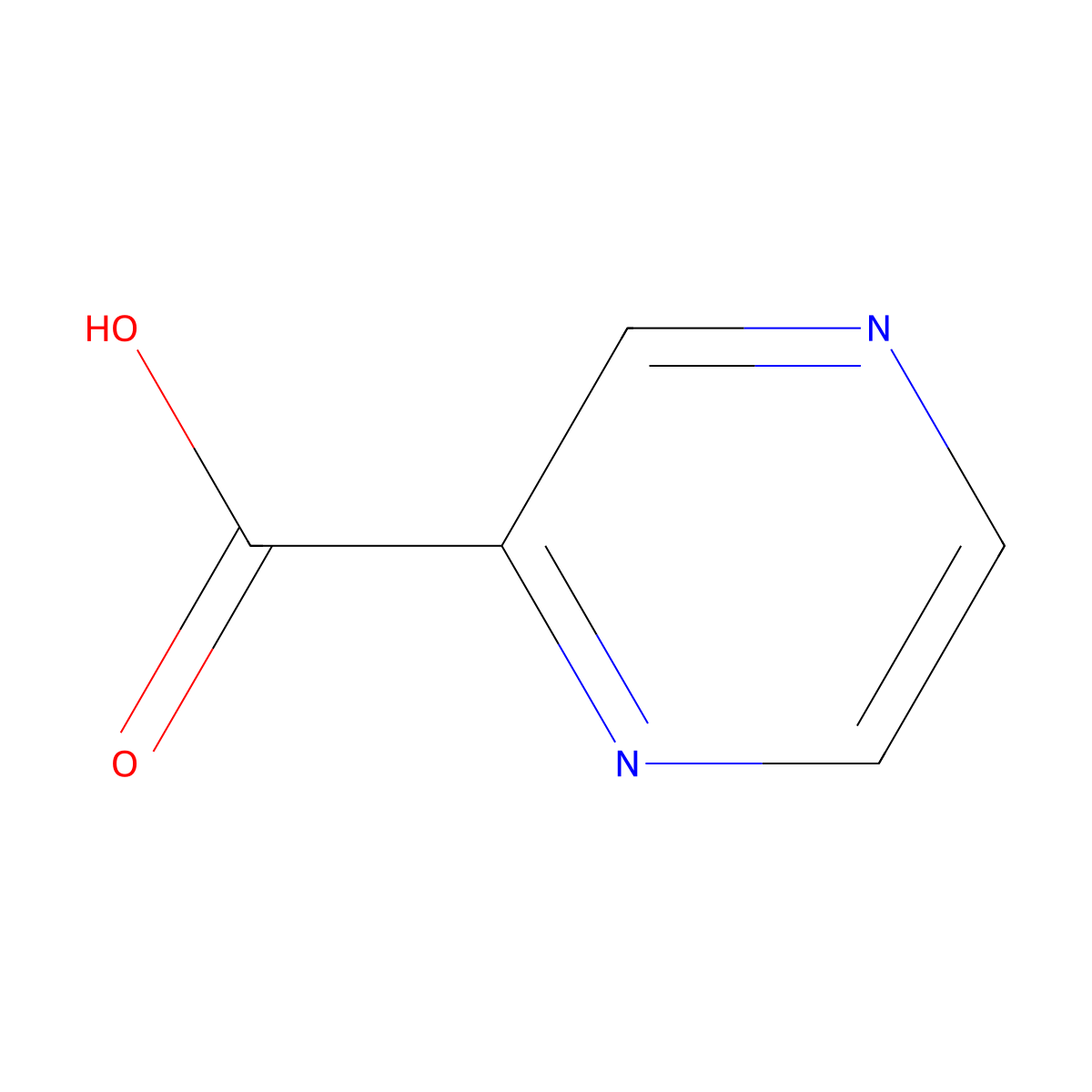 2-Pyrazinecarboxylic acid molecular structure, CAS 98-97-5
