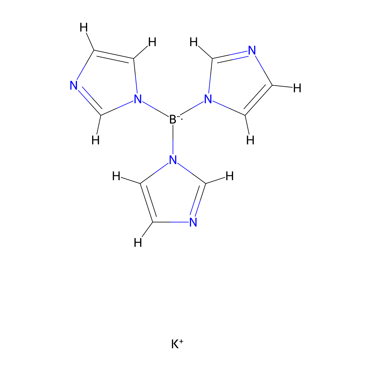 Potassium tri(1H-imidazol-1-yl)hydroborate molecular structure, CAS 98047-23-5