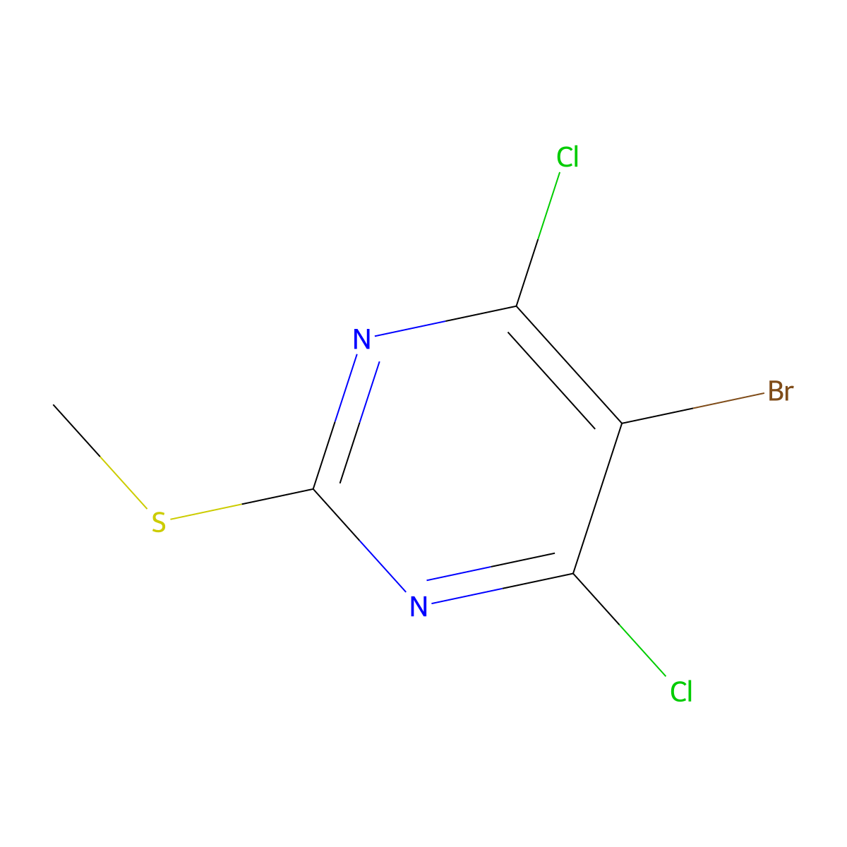 5-Bromo-4,6-dichloro-2-(methylthio)pyrimidine molecular structure, CAS 98136-20-0