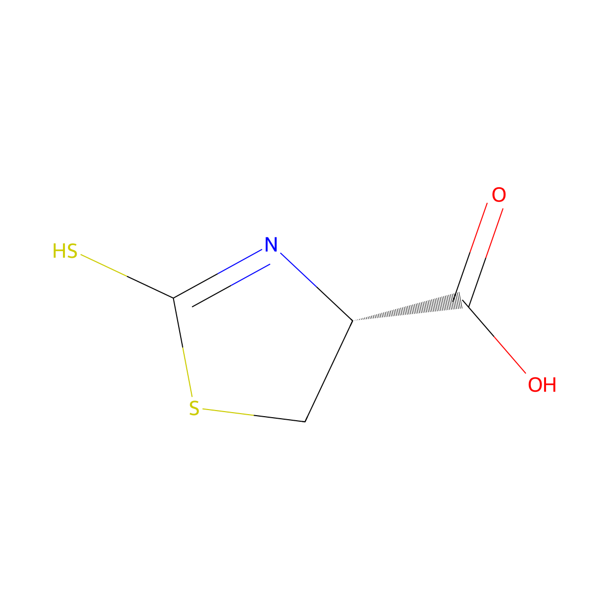 (4R)-2-sulfanyl-4,5-dihydro-1,3-thiazole-4-carboxylic acid molecular structure, CAS 98169-56-3