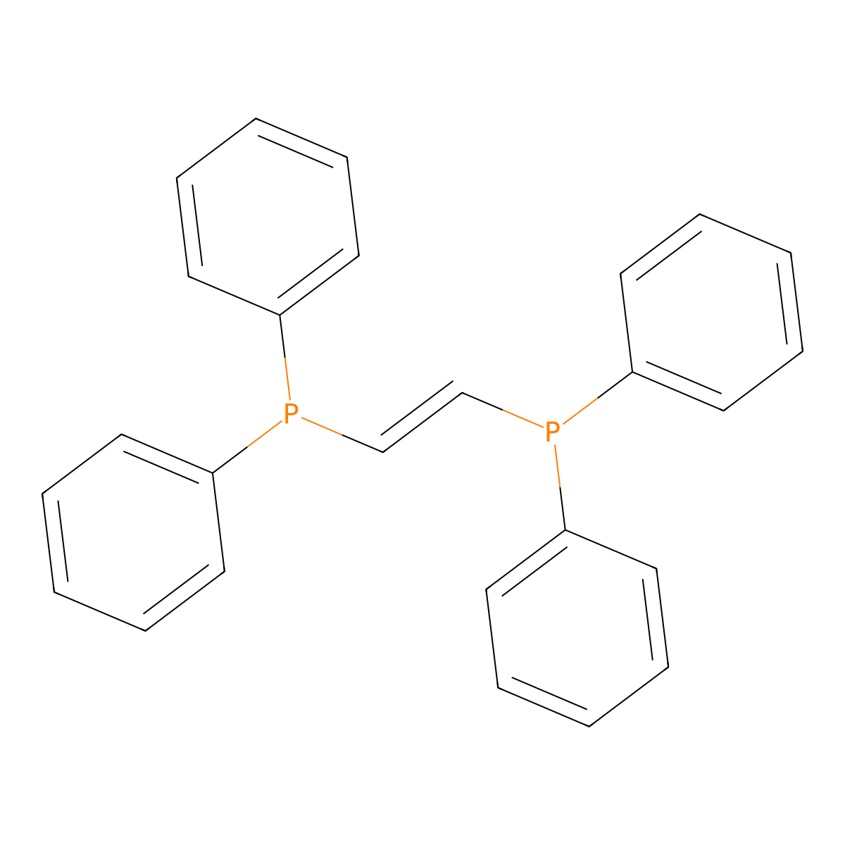 trans-1,2-Bis(diphenylphosphino)ethene molecular structure, CAS 983-81-3