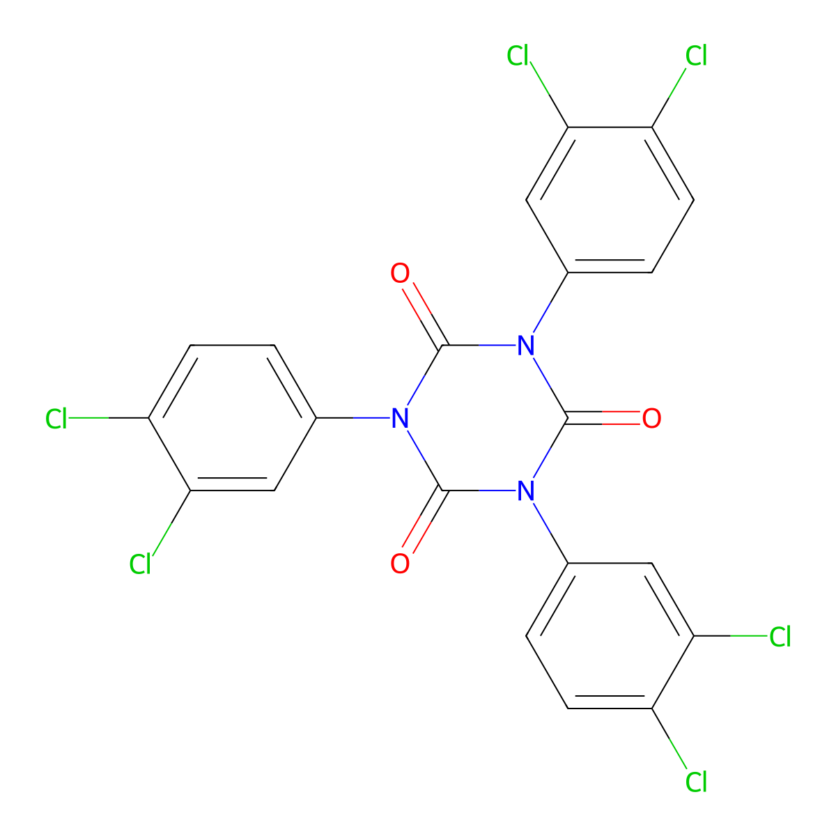 1,3,5-Tris(3,4-dichlorophenyl)-1,3,5-triazinane-2,4,6-trione molecular structure, CAS 98329-02-3