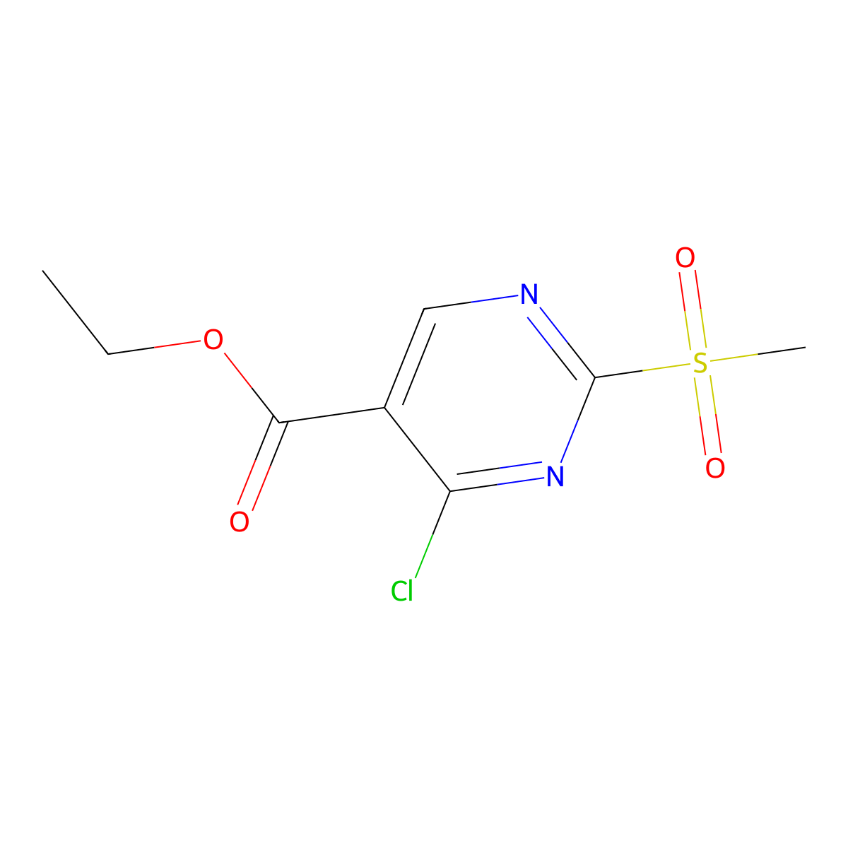 Ethyl 4-chloro-2-(methylsulfonyl)pyrimidine-5-carboxylate molecular structure, CAS 98490-76-7