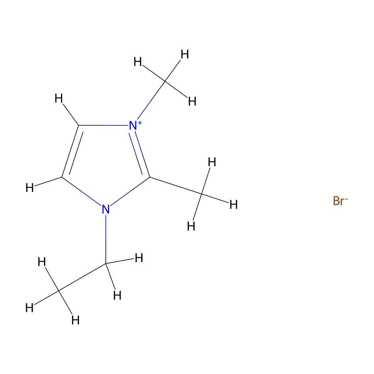 1-Ethyl-2,3-dimethylimidazolium bromide molecular structure, CAS 98892-76-3