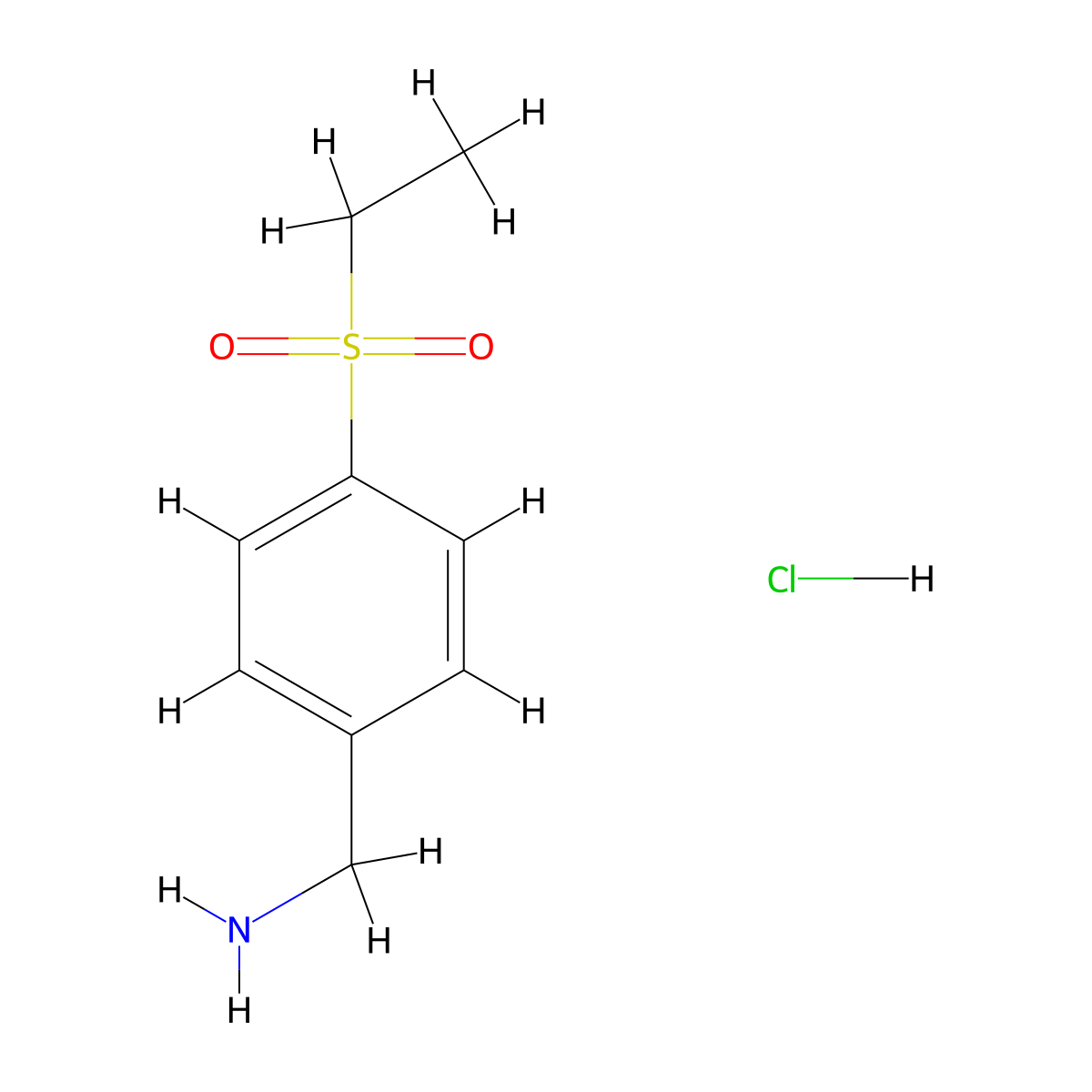 [4-(Ethanesulfonyl)phenyl]methanamine hydrochloride molecular structure, CAS 98959-89-8