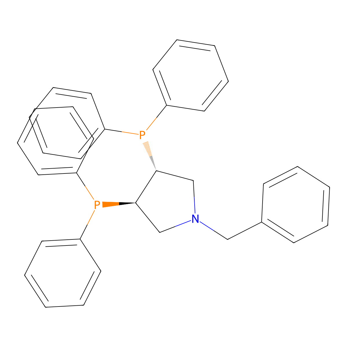 (3R,4R)-1-Benzyl-3,4-bis(diphenylphosphino)pyrrolidine molecular structure, CAS 99135-95-2