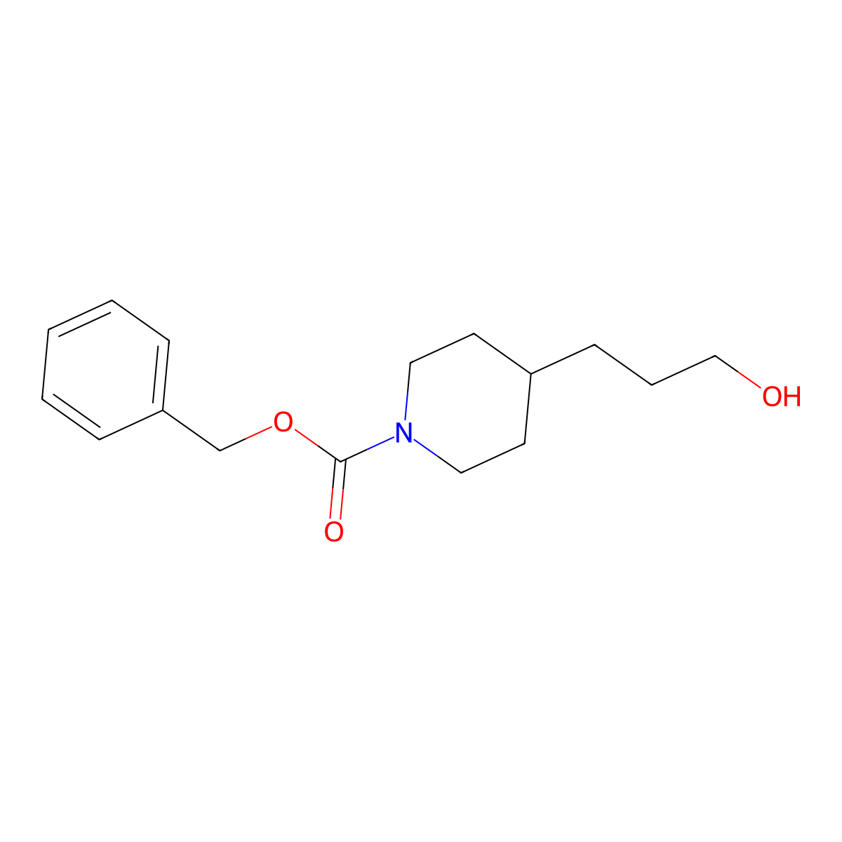 Benzyl 4-(3-hydroxypropyl)piperidine-1-carboxylate molecular structure, CAS 99198-80-8