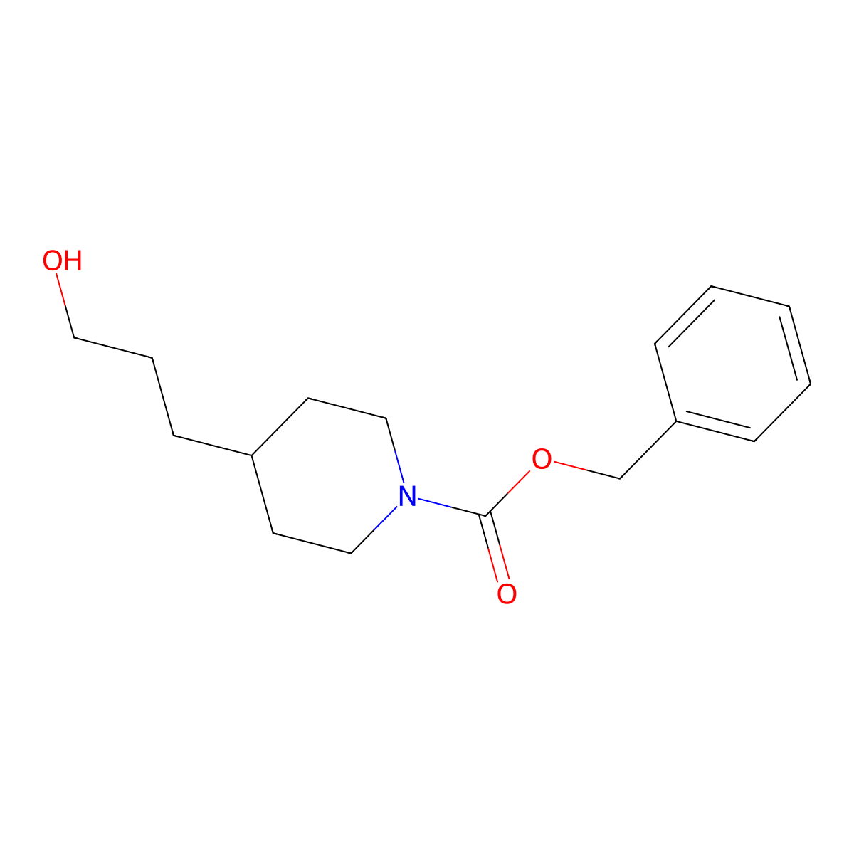 Benzyl 4-(3-hydroxypropyl)piperidine-1-carboxylate molecular structure, CAS 99198-80-8