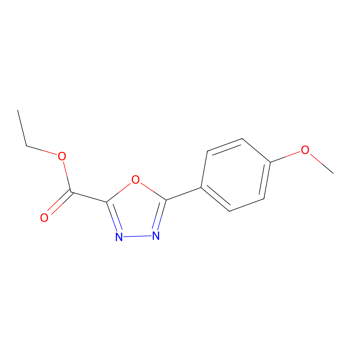 Ethyl 5-(4-methoxyphenyl)-1,3,4-oxadiazole-2-carboxylate molecular structure, CAS 99367-44-9