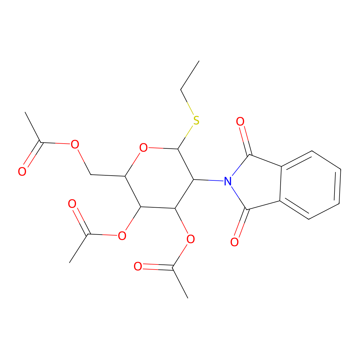 Ethyl 3,4,6-tri-O-acetyl-2-deoxy-2-phthalimido-beta-D-thioglucopyranoside molecular structure, CAS 99409-32-2