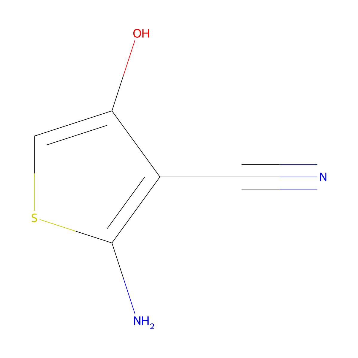 2-Amino-4-hydroxythiophene-3-carbonitrile molecular structure, CAS 99580-50-4