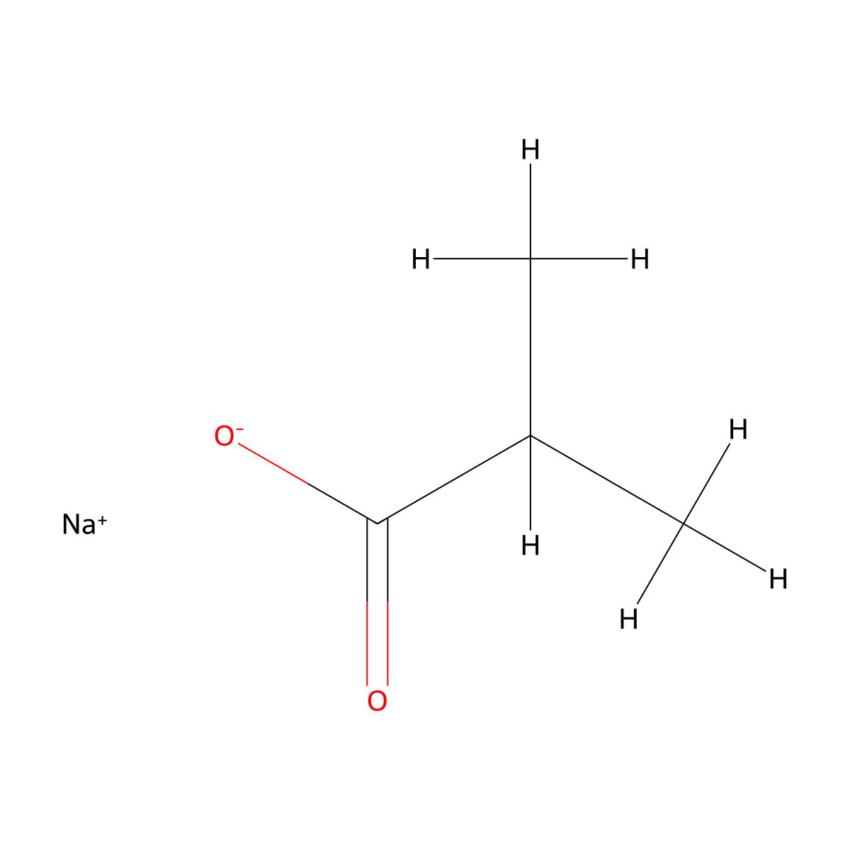 sodium 2-methylpropanoate molecular structure, CAS 996-30-5