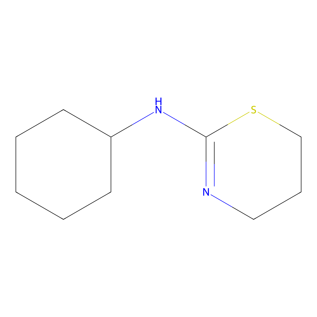Cyclohexyl-(5,6-dihydro-4H-[1,3]thiazin-2-yl)-amine molecular structure, CAS 99977-36-3